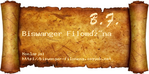 Biswanger Filoména névjegykártya